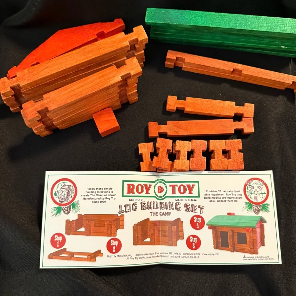 Vntg Roy Toy Log Building Set‎ The Camp Complete Set No. 9 Wooden USA Made